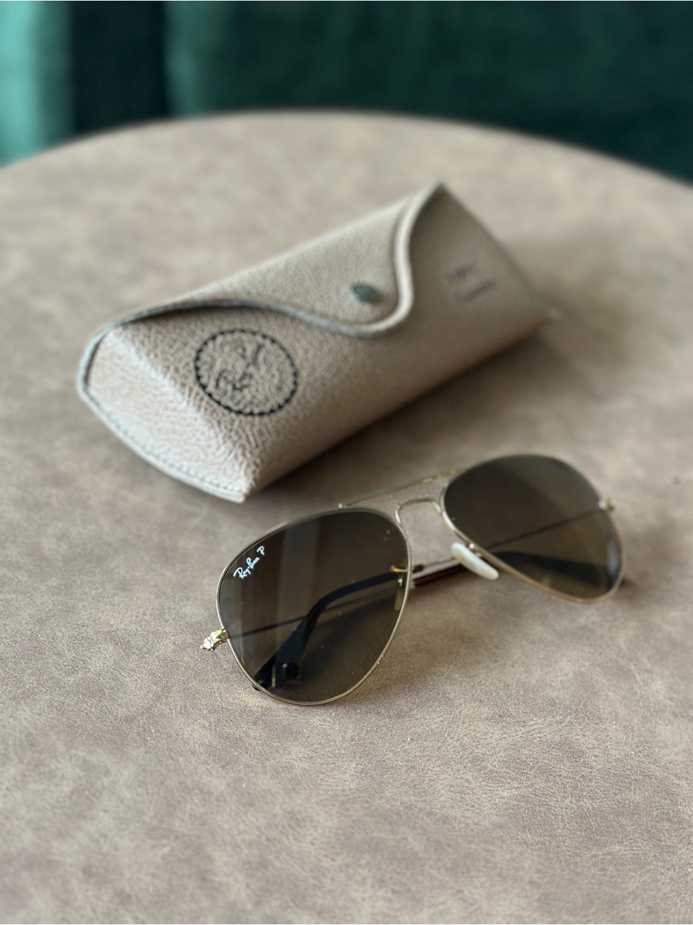 Ray-Ban Gold Aviator Sunglasses with Brown Polarized Lenses